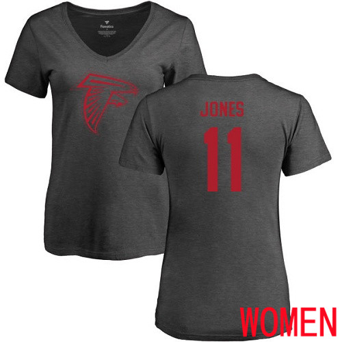 Atlanta Falcons Ash Women Julio Jones One Color NFL Football #11 T Shirt->women nfl jersey->Women Jersey